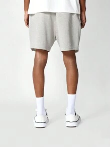 SUMWON Drop Crotch Short With Front Graphic - Light Grey - View 6