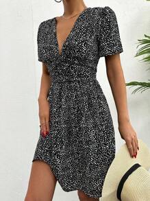 Rochie A-line cu imprimeu peste tot