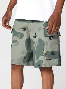 SUMWON Camouflage Printed Cargo Short - Army Green - View 1