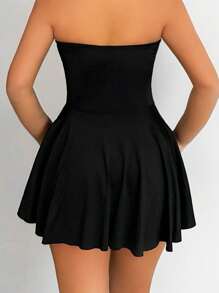 VaVaBold Women's Ruffle Hem Strapless Mini Dress - Black - View 5