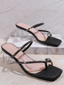 SHUZIA Women's Fashion Rhinestone High Heel Sandals - Black - View 2