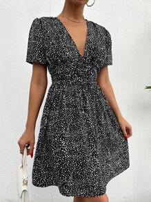 Rochie A-line cu imprimeu peste tot