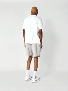 SUMWON Drop Crotch Short With Front Graphic - Light Grey - View 4