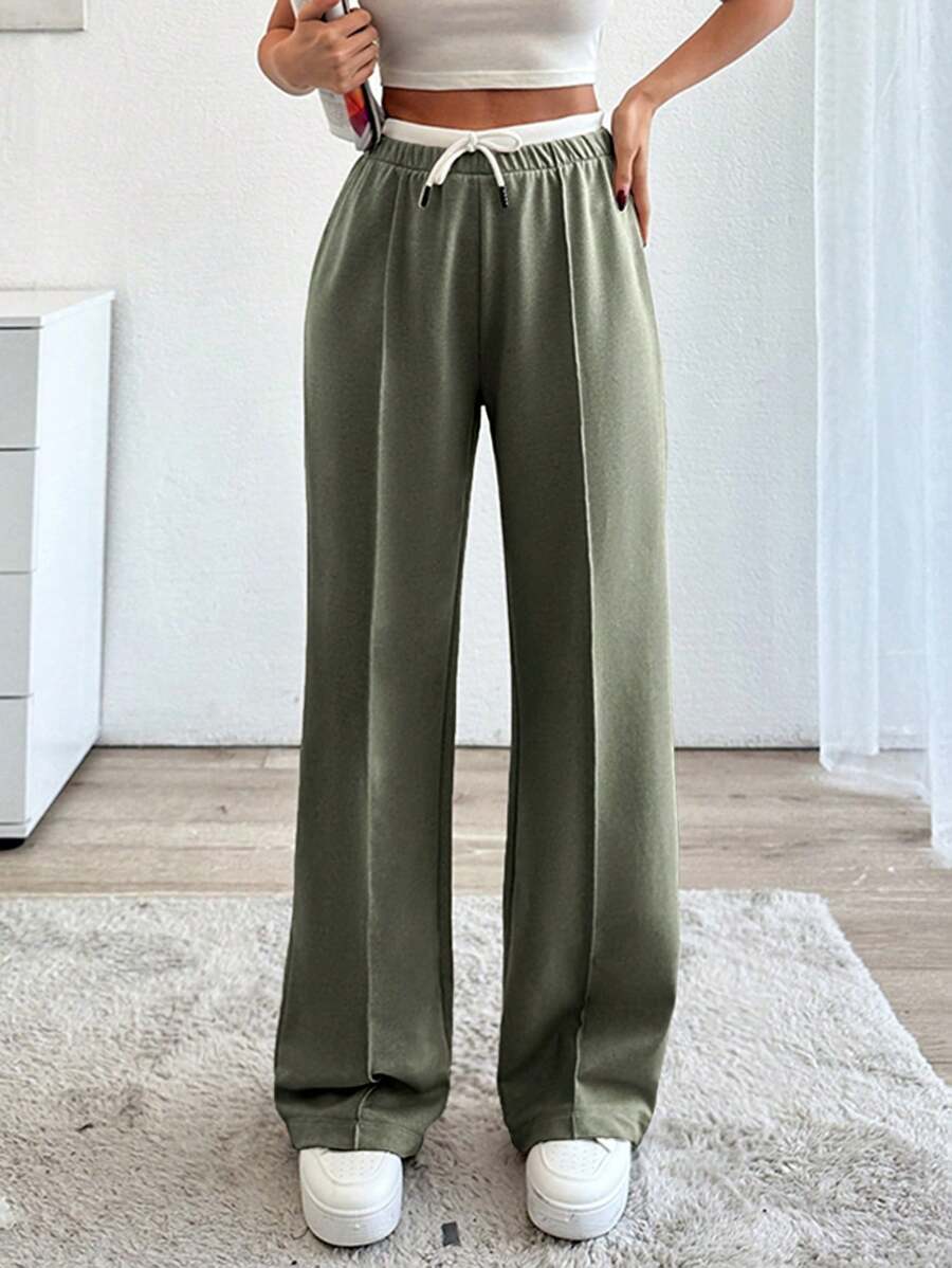 EURMUSE Pantalones De Cintura Con Cordón - Verde - Ver 1