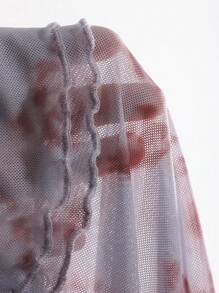 DAZY Peplum Hem Embellished Short Kimono Jacket With Ruffled Edge For Summer Beach Vacation Sheer,Tankini Bathing Suit - Multicolor - View 7