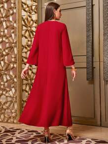 Al Najma 紅色刺繡和鑲鉆禮服 - 紅色 - 查看 2