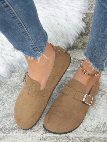 女士平底乐福鞋，春夏新款柔软舒适圆头休闲一脚蹬鞋，轻便日常穿着，适合万圣节、母亲节礼物，秋冬保暖新款女士平底鞋