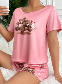 Conjunto De Pijama Con Estampado De Osos Para Mujer - Multicolor - Ver 5