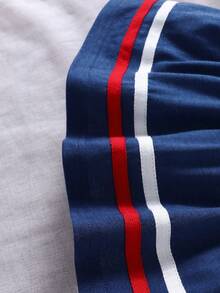 Baby Girls' Striped Contrast Color Sailor Collar Dress With Bow Decoration - Blue - View 7