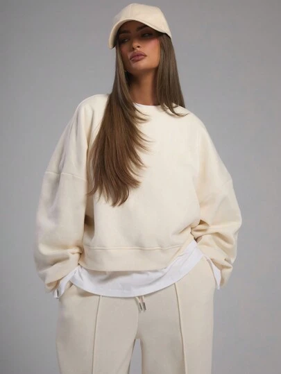 MUSERA 宽松短款卫衣，长袖，宽松版型，返校季冬季舒适可爱休闲日常胶囊衣橱，Y2K街头风春季单品