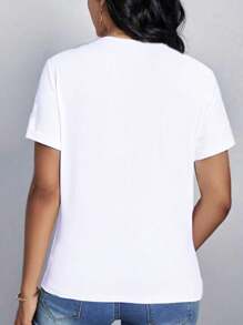 Calvaya Plus Size Round Neck T-Shirt With Character Print Graphic Tees Women Tops