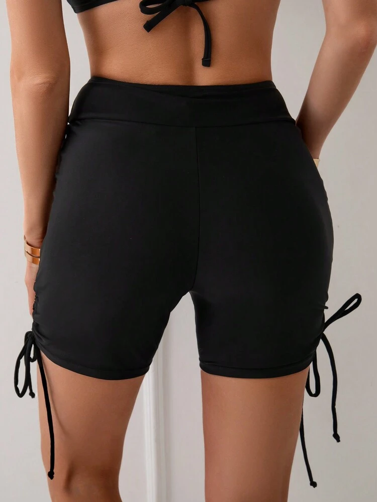 Women's Drawstring Swimwear Bottoms With Side Pockets Summer
