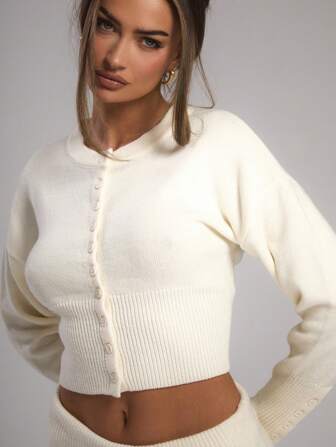 MUSERA Knitted Button Through Cardigan Long Sleeve Tops Old Money Cute Summer Vacation Airport Holiday Fall Autumn Winter Everyday Office