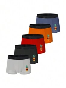 5 Piezas Bóxers Para Hombre Con Diseño De Piña De Moda - Multicolor - Ver 1