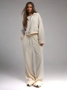 MUSERA Borg Oversized Collar Sweatshirt - Apricot - View 3