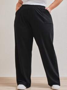 SHEIN Curve Calça Wideleg - Black - View 3