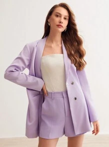 MOTF PREMIUM SOLID SHAWL COLLAR RUCHED BLAZER