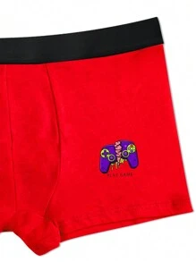 5 Piezas/paquete Boxers Con Estampado De Letras Y Máquinas De Juego Para Hombres