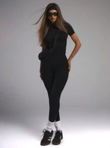 Musera Sport Áo thun ngắn tay có khóa kéo, áo tập gym, áo thể dục. - màu đen - Xem 4