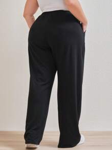 SHEIN Curve Calça Wideleg - Black - View 2