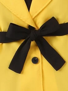 Conjunto De Chaleco De Tirantes Espaguetis Y Pantalones Cortos De Color Sólido Para Niñas Con Blazer Sin Cuello Y Sin Mangas De Bloque De Color - Amarillo - Ver 3