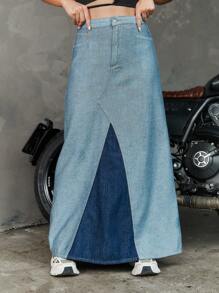 Quần jean Hai màu Phía trước - Màu xanh lam - Xem 3