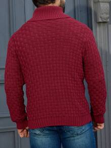 Manfinity Homme Hombres Jersey con diseño de parche - Burdeos - Ver 2