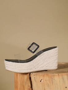 女款時尚楔型鞋跟和厚底夏季涼鞋 - 無色 - 查看 3