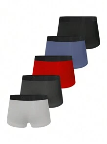 5 Piezas/paquete Boxers Con Estampado De Letras Y Máquinas De Juego Para Hombres