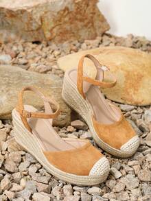 Mùa hè Hàng mới đến Dệt Giày cao gót Tiếng Pháp Nêm Ngón chân khép kín Ngư dân Giày dép Đối với phụ nữ , Thoáng khí Và Dày - màu nâu - Xem 5