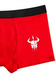 Men's Printed Red Boxer Briefs (5pcs/Set) - Multicolor - View 3