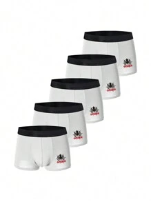 5pcs/Set Men's Spider And Letter Print Boxer Briefs - Multicolor - View 1