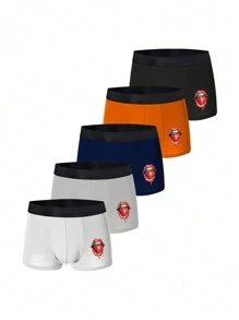 5pcs/Set Men's Strawberry Print Boxer Shorts - Multicolor - View 1