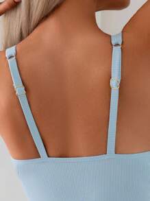 SHEIN Swim Women's One Piece Swimsuit, Wireless - Blue - View 3