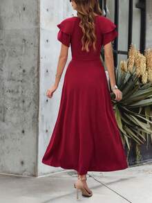 Chiquease Robe Pour Dames De Couleur Unie Avec Fente Latérale Haute