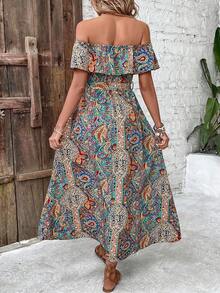 SHEIN LUNE 女士露肩印花洋裝 - 彩色 - 查看 2