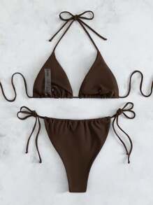 SHEIN Swim Costum de baie Summer Beach Triunghi Sutien și Bikini Thong