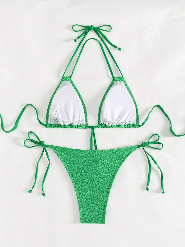 Women's Leopard Jacquard Bikini Set, Two Pieces Set, Separates, No Wire Summer Beach