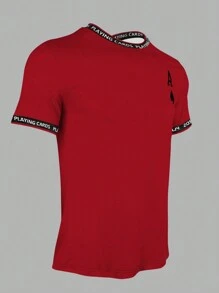 Manfinity Homme Men's Playing Card And Letter Printed T-shirt - Red - View 4