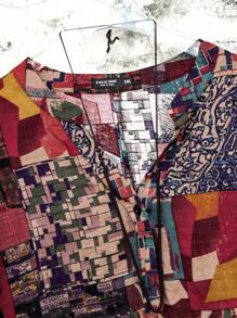 SHEIN LUNE Váy Boho rộng rãi, thoải mái, in họa tiết khắp thân và cổ khoét, dành cho mùa hè - Nhiều màu - Xem 4