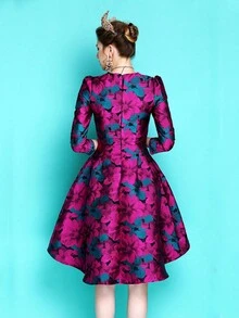 Váy dạ hội hoa jacquard thanh lịch dành cho nữ (Không bao gồm thắt lưng và vòng cổ) - Nhiều màu - Xem 3