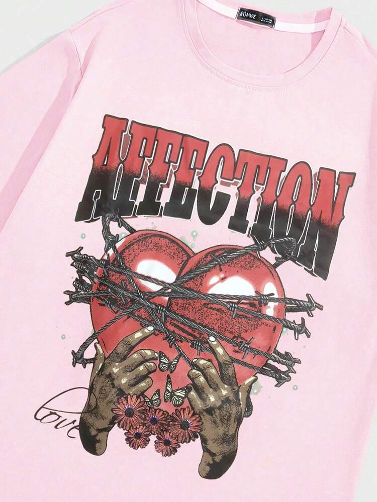 Men Letter & Heart Graphic Tee