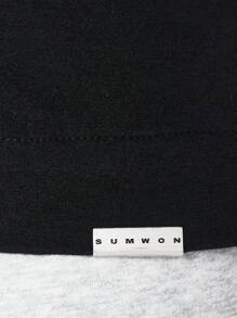 SUMWON Kaos Pria Grafis Huruf Casual Jalan - Hitam - View 7