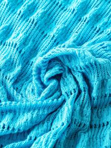 Flirla Plus Size Women's Solid Color Knit Halter Top And Woolen Skirt Set - Blue - View 4
