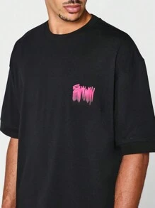 SUMWON Kaos Pria Grafis Huruf Casual Jalan - Hitam - View 6