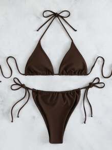 SHEIN Swim Costum de baie Summer Beach Triunghi Sutien și Bikini Thong
