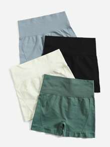 Easithlete 4pcs Seamless Minimizes Bounce Sports Shorts Spandex Shorts Legging Shorts Stretchy Shorts - Multicolor - View 4