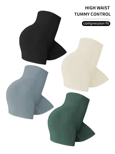 4pcs Seamless Minimizes Bounce Sports Shorts Spandex Shorts Legging Shorts Stretchy Shorts