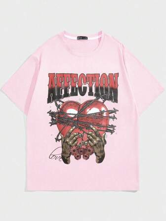 Studio Chunk Men Letter & Heart Graphic Tee