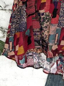 SHEIN LUNE Váy Boho rộng rãi, thoải mái, in họa tiết khắp thân và cổ khoét, dành cho mùa hè - Nhiều màu - Xem 5